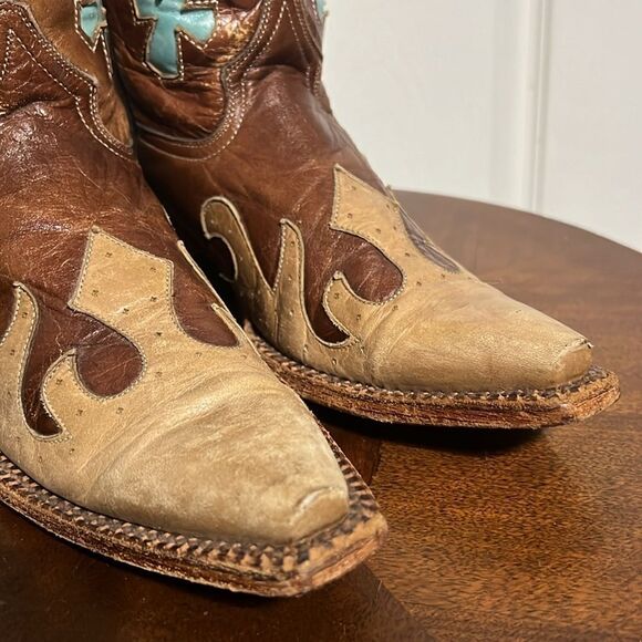 🔥Custom Soft Leather Stitched Western Pecos Bill Cowgirl Boots Wood Soles Sz 5 - Picture 7 of 13